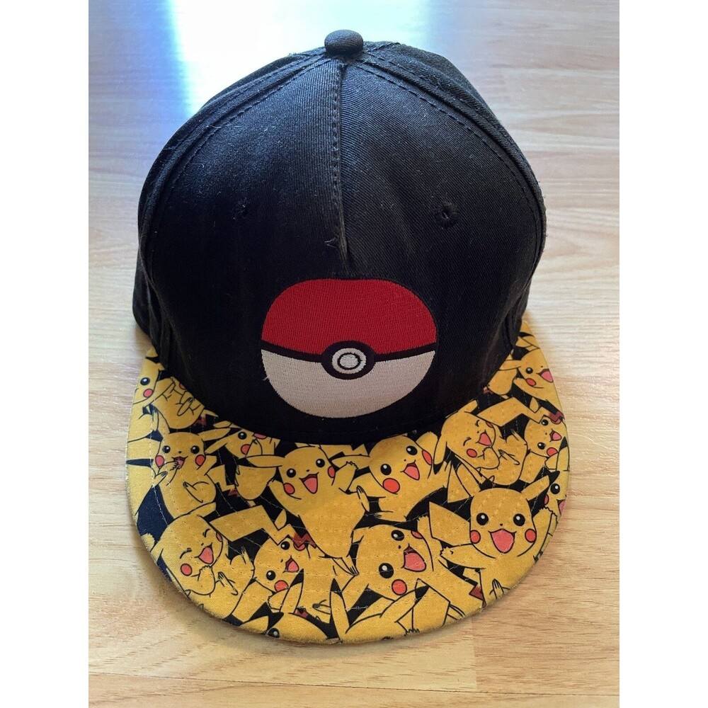 Official Pokémon Snapback Cap Pikachu/Poké Ball Flat Brim Youth Baseball Hat